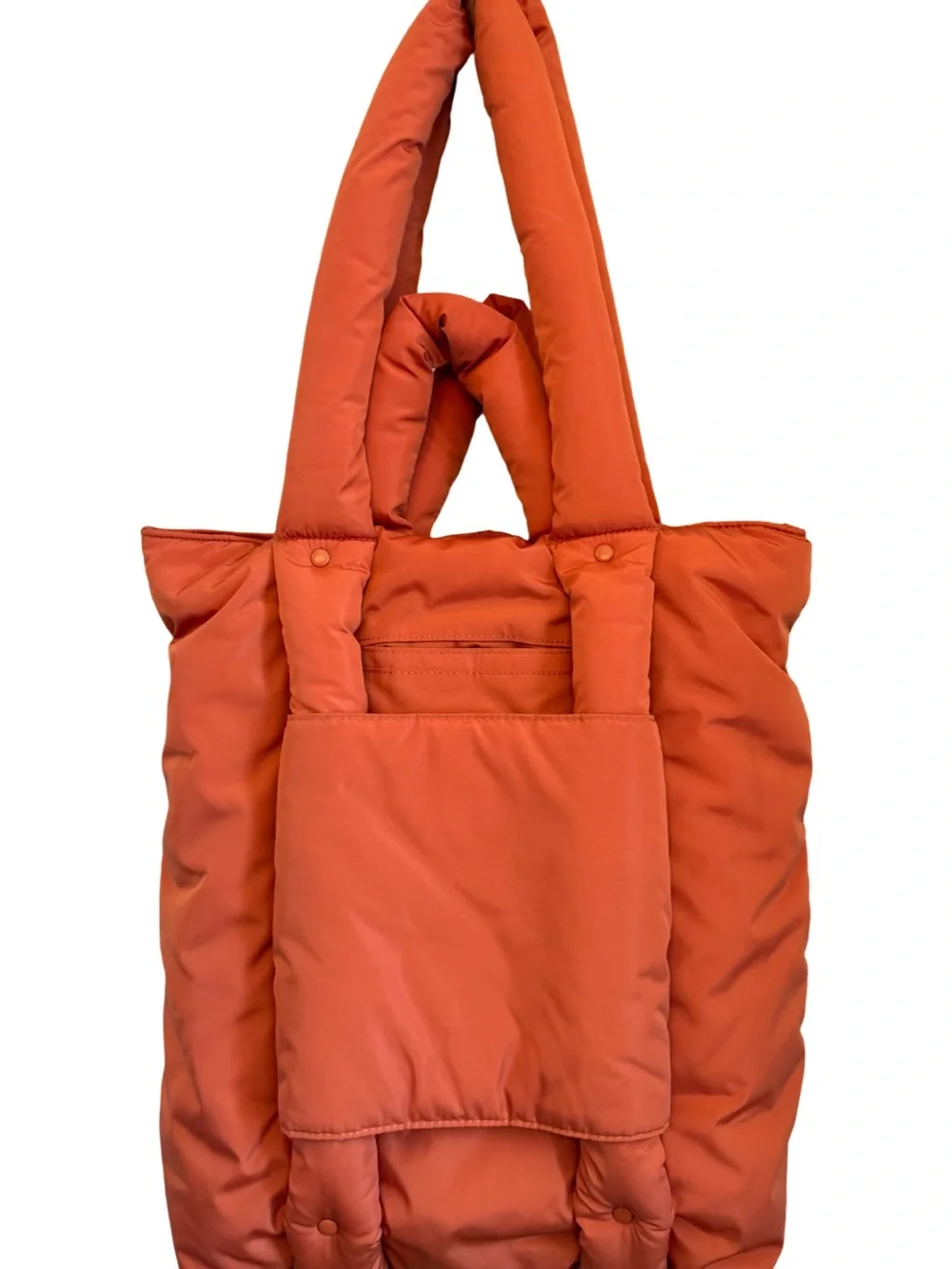 Dagne Dover Jemi Cargo Tote Orange Puffer Convertible Backpack Magnetic Pockets